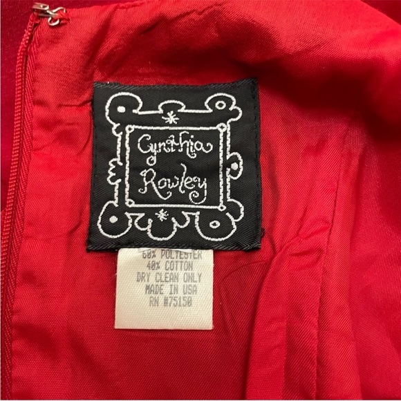 Vintage 1990s Cynthia rowley red houndstooth print satin mini dress size 4 - Picture 5 of 9